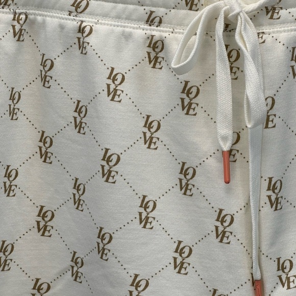 PJ Salvage Drawstring Waist Love Print Side Stripe Lounge Sleep Shorts - Ivory - Picture 3 of 10